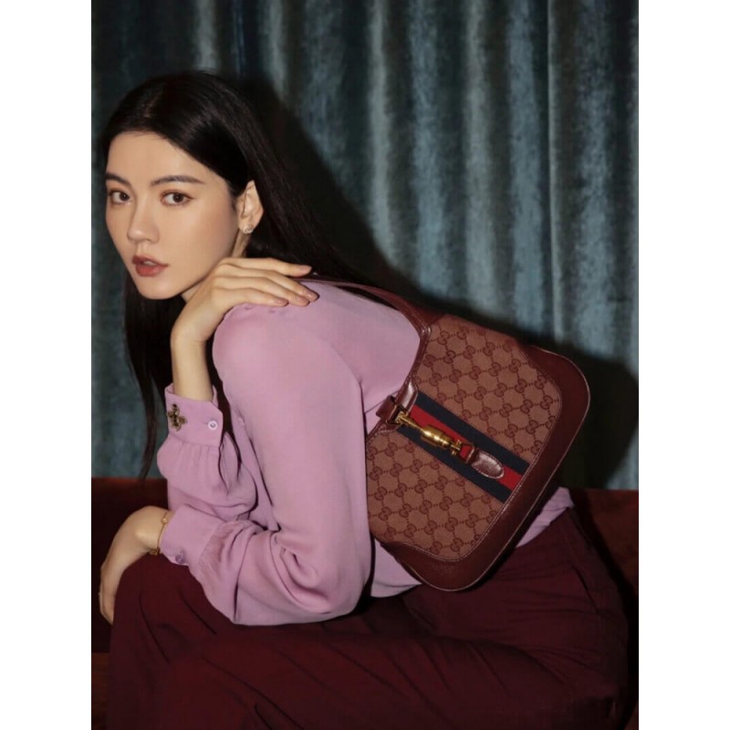 Gucci Jackie 1961 Small Shoulder Bag 636706 in Burgundy GG Canvas