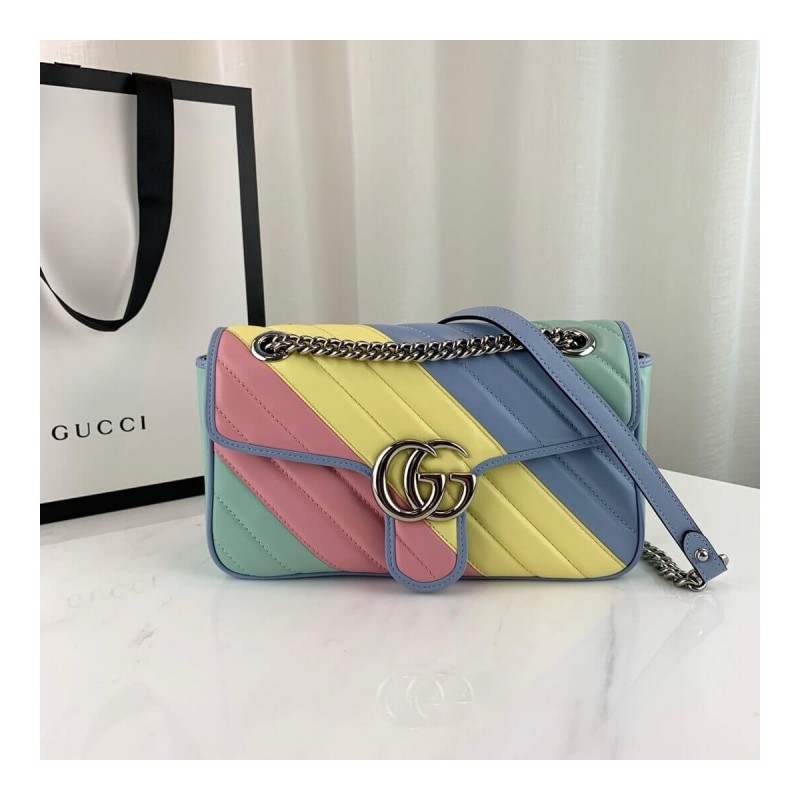 Gucci GG Marmont Small Shoulder Bag In Pastel And Rainbow 443497