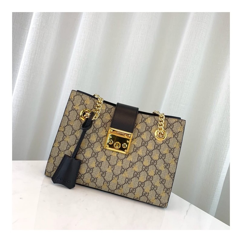 Gucci Padlock Small GG Bees Shoulder Bag 498156