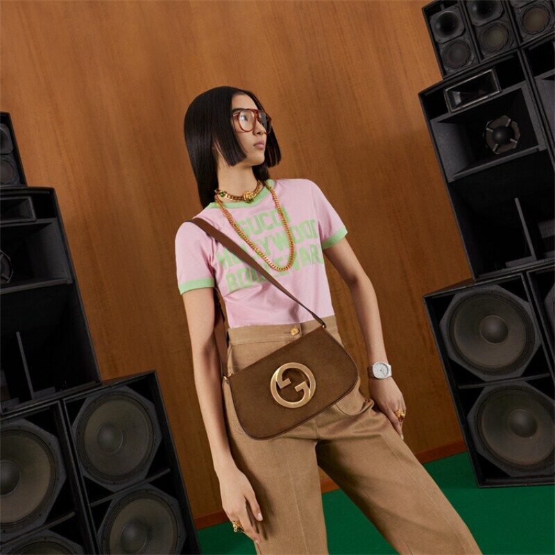 Gucci Blondie shoulder bag in brown suede ‎699268 17IPG 2539