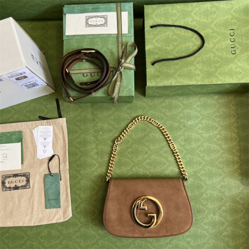 Gucci Blondie shoulder bag in brown suede ‎699268 17IPG 2539