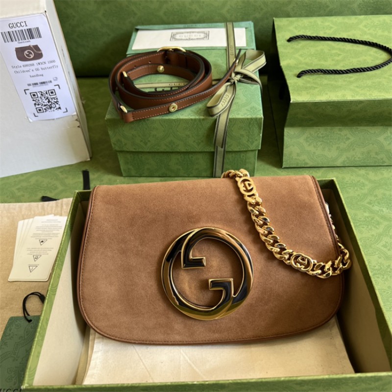 Gucci Blondie shoulder bag in brown suede ‎699268 17IPG 2539