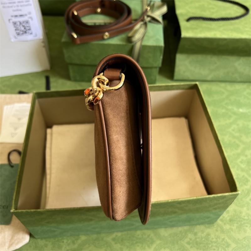 Gucci Blondie shoulder bag in brown suede ‎699268 17IPG 2539