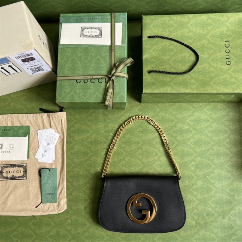 Gucci Blondie shoulder bag in Black leather 699268 UXX0G 1000