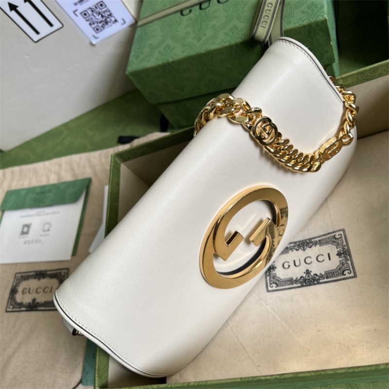 Gucci Blondie shoulder bag in white leather 699268 UXX0G 9022
