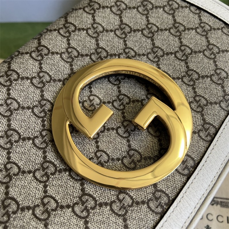 Gucci Blondie shoulder bag in beige and ebony Supreme  699268