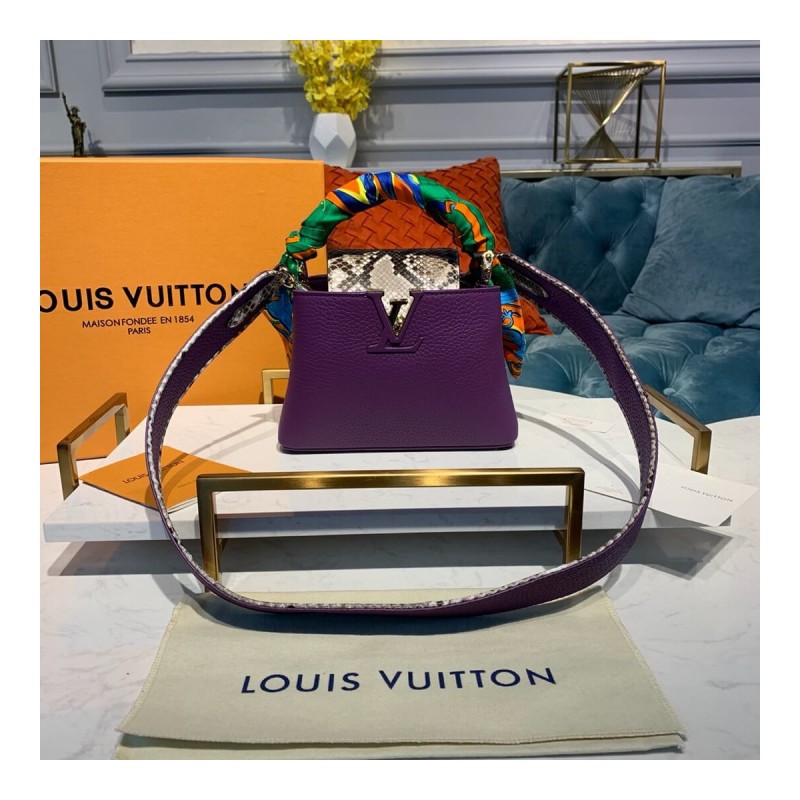 Louis Vuitton Taurillon And Python Leather Capucines Mini N97075