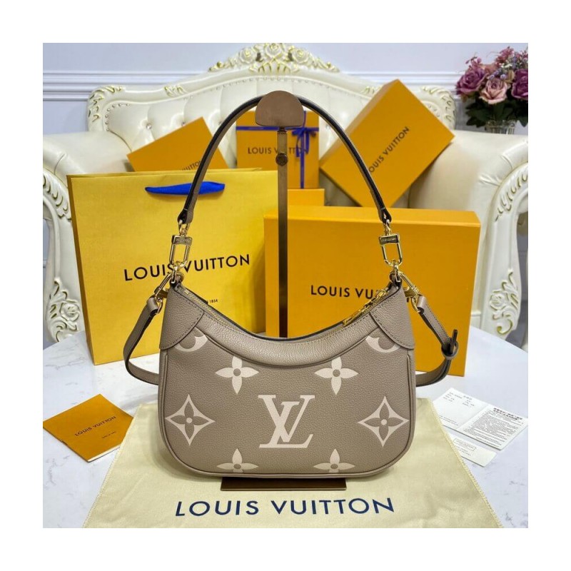 Louis Vuitton Bicolor Monogram Empreinte Leather Bagatelle M46112 Grey/Beige