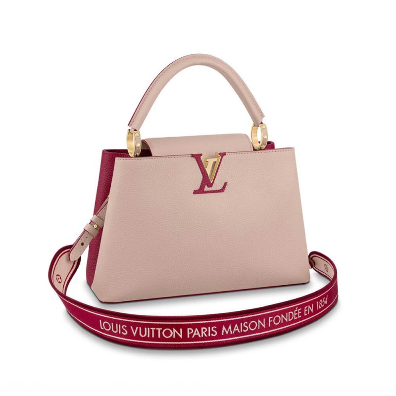 Louis Vuitton Capucines MM M58610 Eggshell/Lie de Vin Red