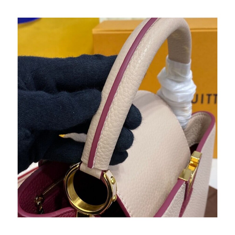 Louis Vuitton Capucines MM M58610 Eggshell/Lie de Vin Red