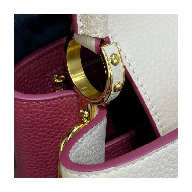 Louis Vuitton Capucines MM M58610 Eggshell/Lie de Vin Red