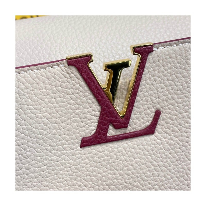 Louis Vuitton Capucines MM M58610 Eggshell/Lie de Vin Red
