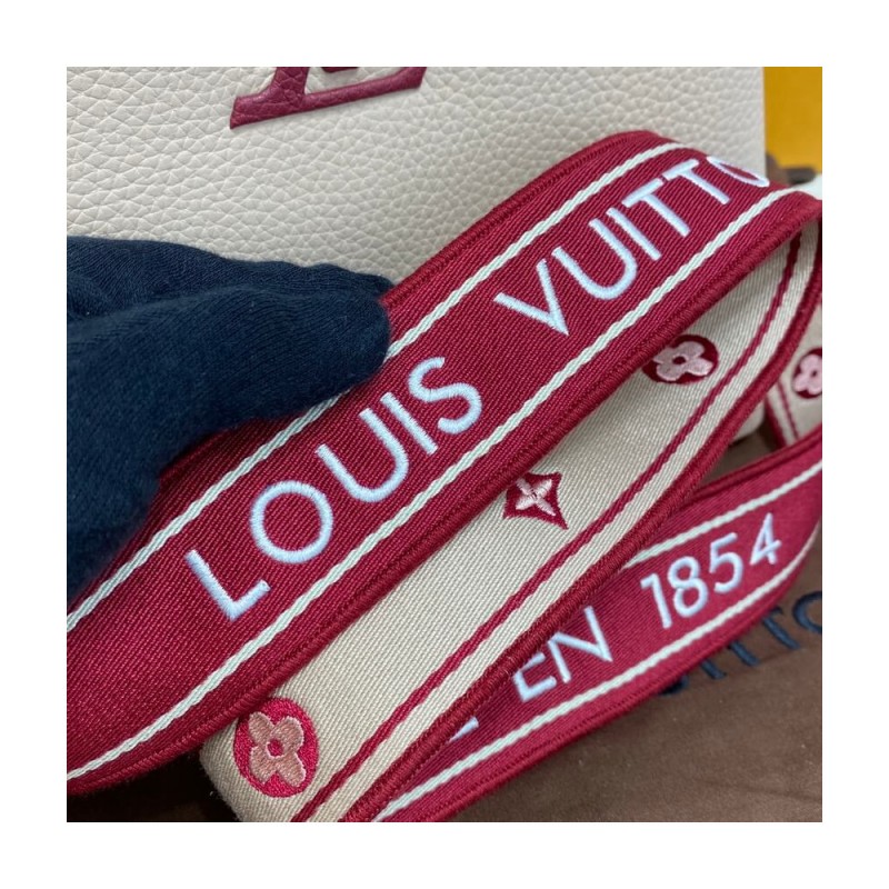 Louis Vuitton Capucines MM M58610 Eggshell/Lie de Vin Red