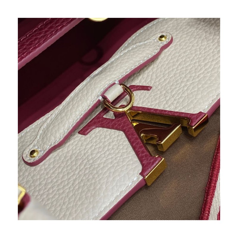 Louis Vuitton Capucines MM M58610 Eggshell/Lie de Vin Red