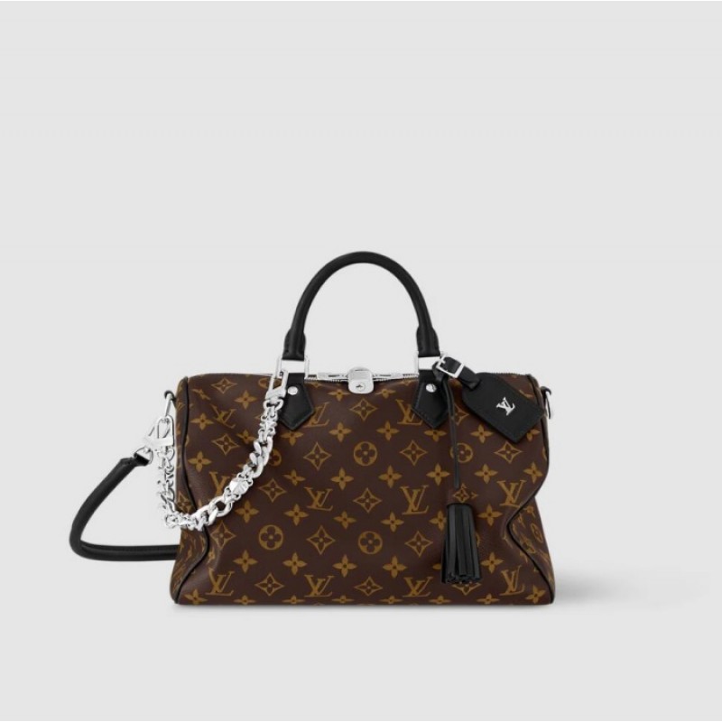 Louis vuitton Dark Monogram Women Handbag Speedy Soft 30 M12243