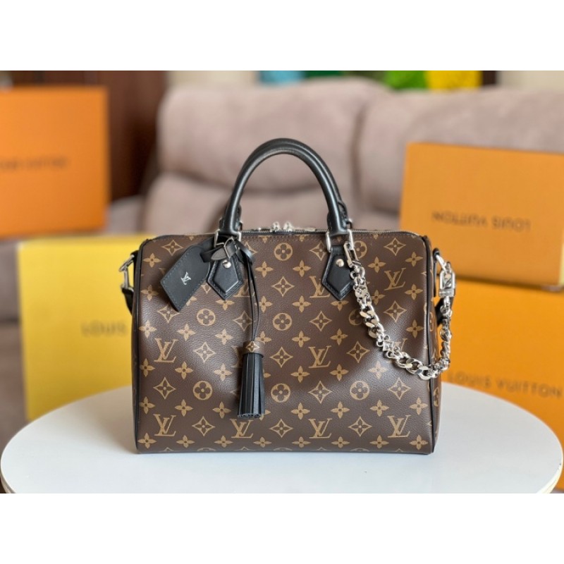 Louis vuitton Dark Monogram Women Handbag Speedy Soft 30 M12243