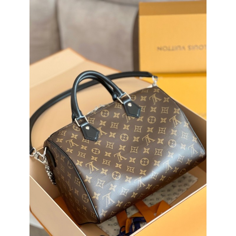 Louis vuitton Dark Monogram Women Handbag Speedy Soft 30 M12243