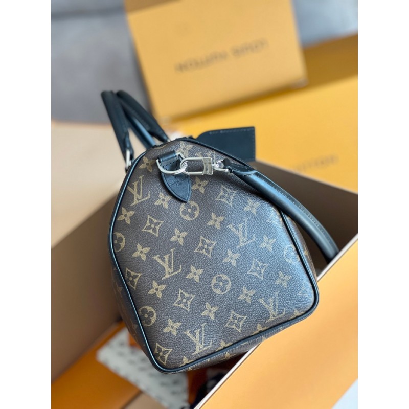 Louis vuitton Dark Monogram Women Handbag Speedy Soft 30 M12243