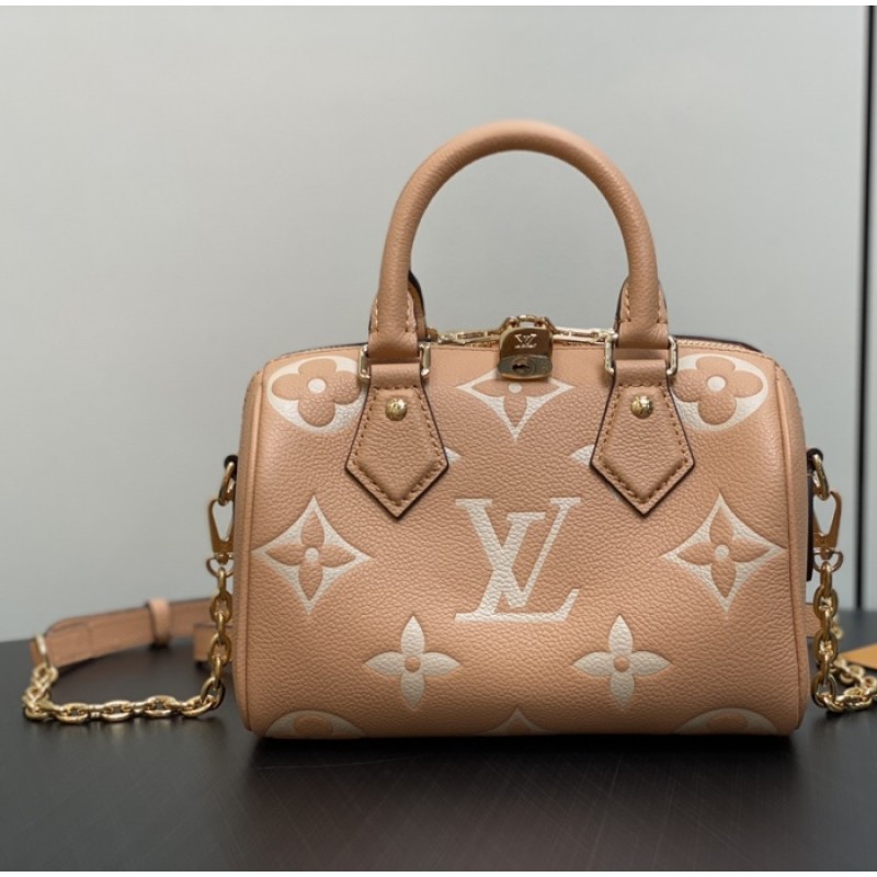 Louis Vuitton Bicolor Monogram Empreinte Leather Handbags Chain Bags and Clutches Speedy Bandoulière 20 M12713