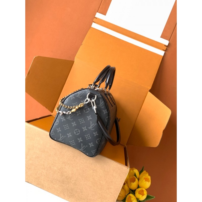 Louis vuitton Monogram Eclipse canvas Women Handbag Speedy Soft 30 M15102