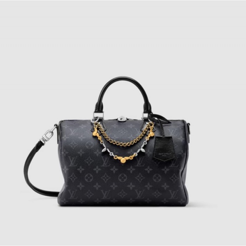 Louis vuitton Monogram Eclipse canvas Women Handbag Speedy Soft 30 M15102
