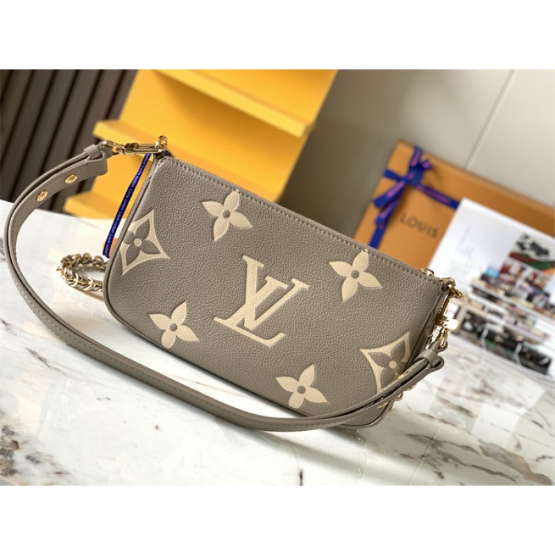 Louis Vuitton Multi Pochette Accessoires Bicolor Monogram Empreinte Leather Handbag M45777grey