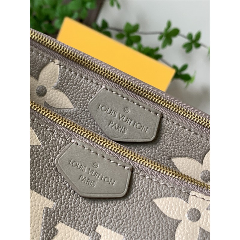 Louis Vuitton Multi Pochette Accessoires Bicolor Monogram Empreinte Leather Handbag M45777grey