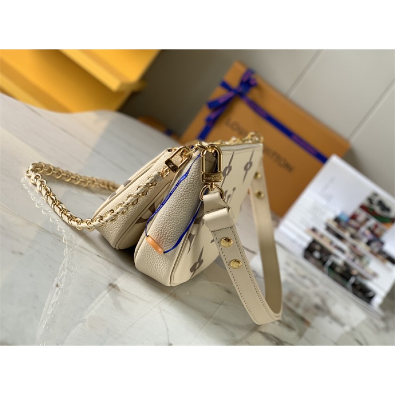 Louis Vuitton Multi Pochette Accessoires Bicolor Monogram Empreinte Leather Handbag M45777white