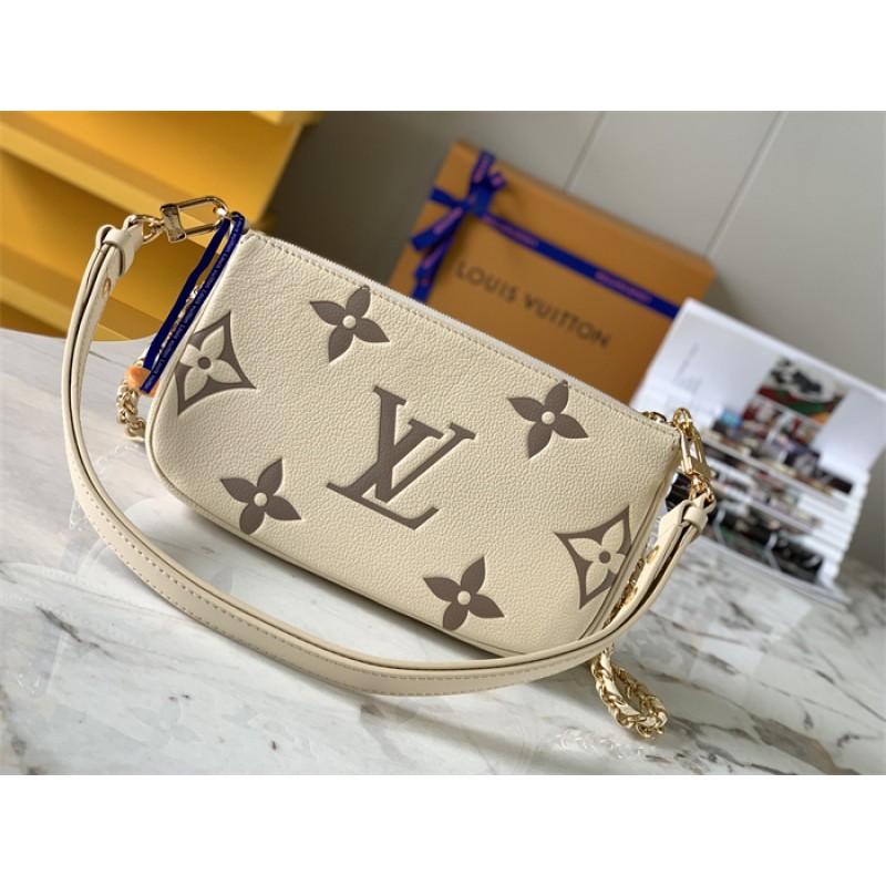 Louis Vuitton Multi Pochette Accessoires Bicolor Monogram Empreinte Leather Handbag M45777white