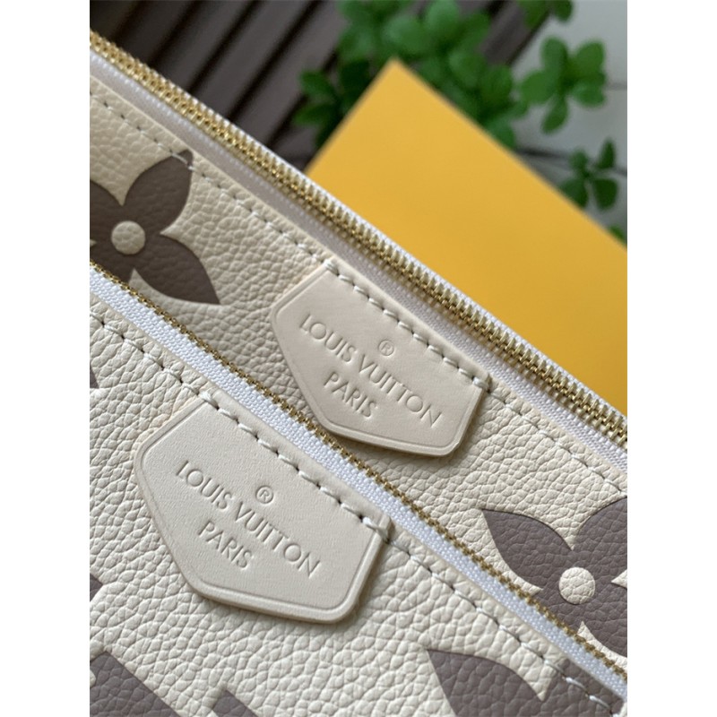 Louis Vuitton Multi Pochette Accessoires Bicolor Monogram Empreinte Leather Handbag M45777white