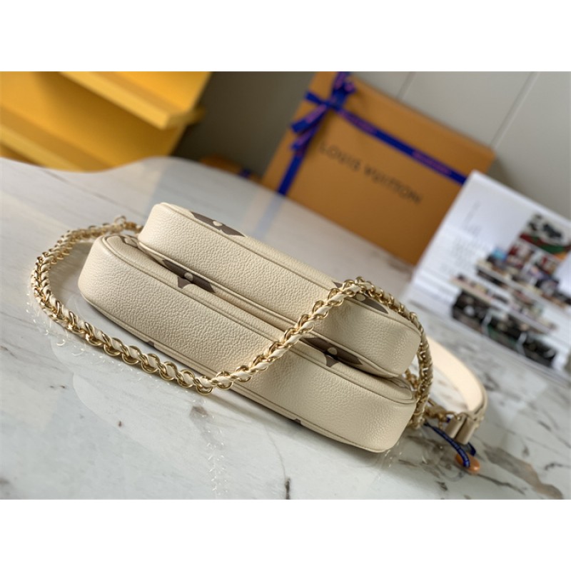 Louis Vuitton Multi Pochette Accessoires Bicolor Monogram Empreinte Leather Handbag M45777white