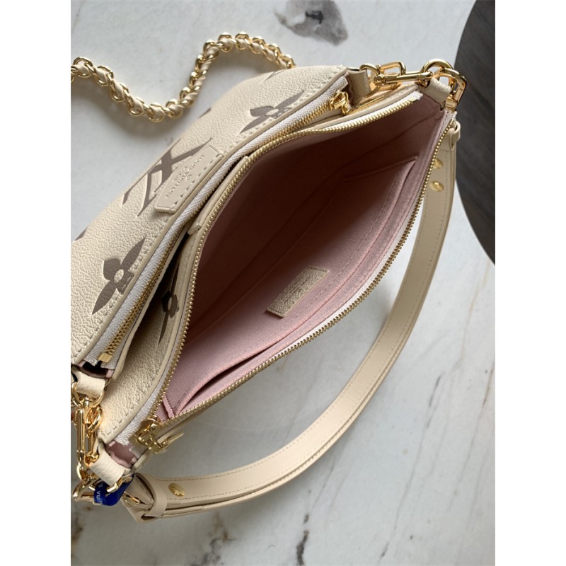 Louis Vuitton Multi Pochette Accessoires Bicolor Monogram Empreinte Leather Handbag M45777white