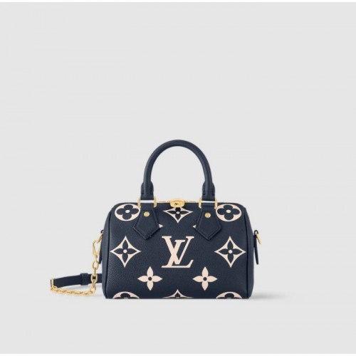 Louis Vuitton Bicolor Monogram Empreinte Leather Handbags Chain Bags and Clutches Speedy Bandoulière 20 M47048