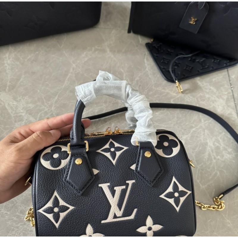 Louis Vuitton Bicolor Monogram Empreinte Leather Handbags Chain Bags and Clutches Speedy Bandoulière 20 M47048