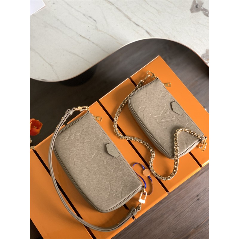 Louis Vuitton Multi Pochette Accessoires Monogram Empreinte Leather Handbag M80399Grey