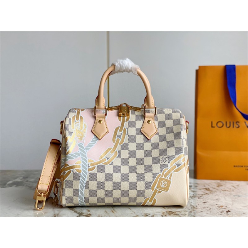 Louis Vuitton Speedy Bandoulière 25 Damier Azur Handbag N40473