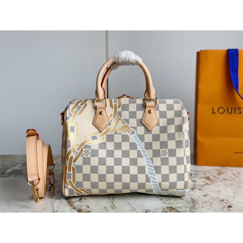 Louis Vuitton Speedy Bandoulière 25 Damier Azur Handbag N40473