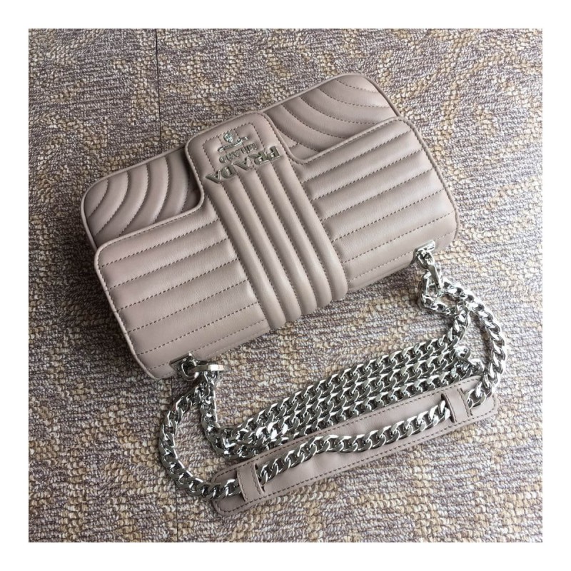 Prada Diagramme Medium Leather Bag 1BD108 Silver Hardware