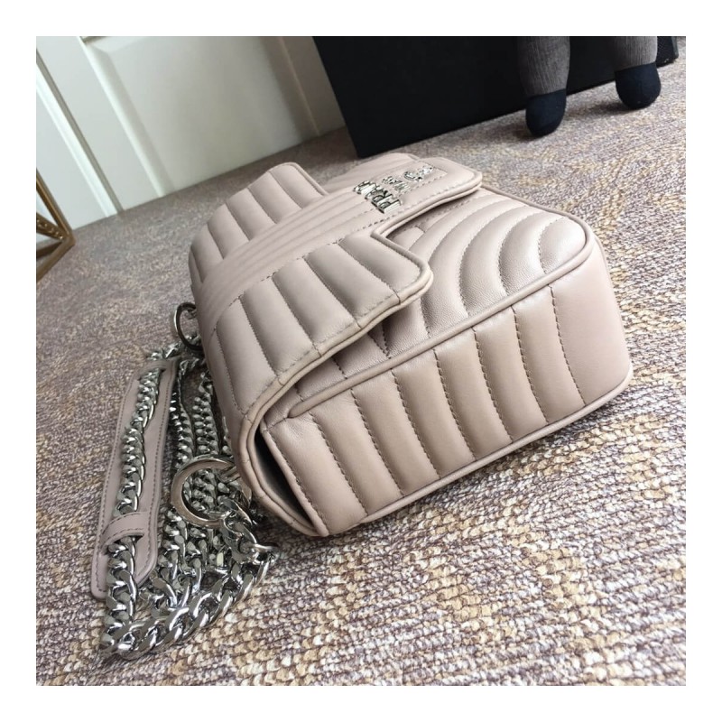 Prada Diagramme Medium Leather Bag 1BD108 Silver Hardware