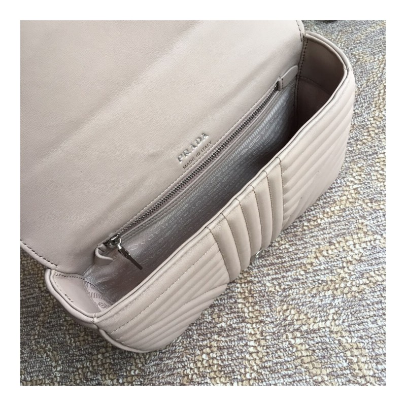 Prada Diagramme Medium Leather Bag 1BD108 Silver Hardware