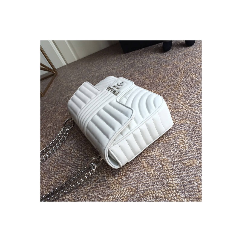 Prada Diagramme Medium Leather Bag 1BD108 Silver Hardware