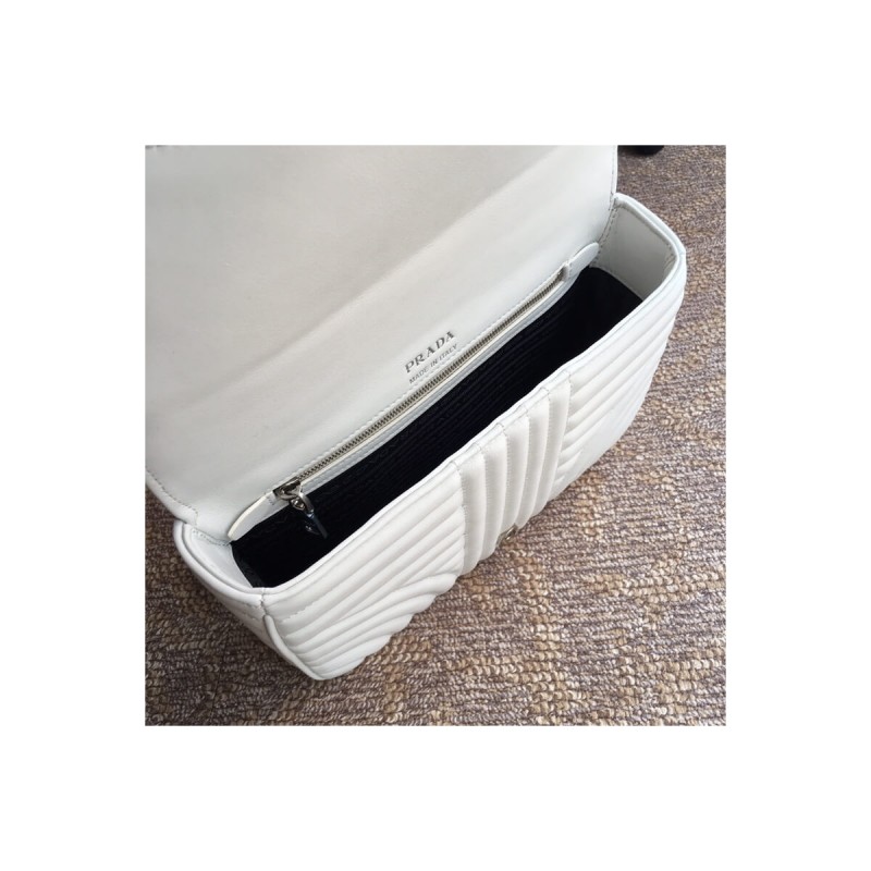 Prada Diagramme Medium Leather Bag 1BD108 Silver Hardware
