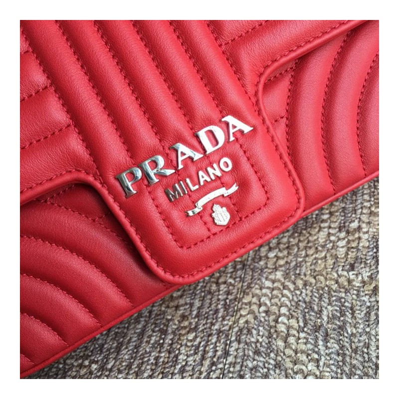 Prada Diagramme Medium Leather Bag 1BD108 Silver Hardware