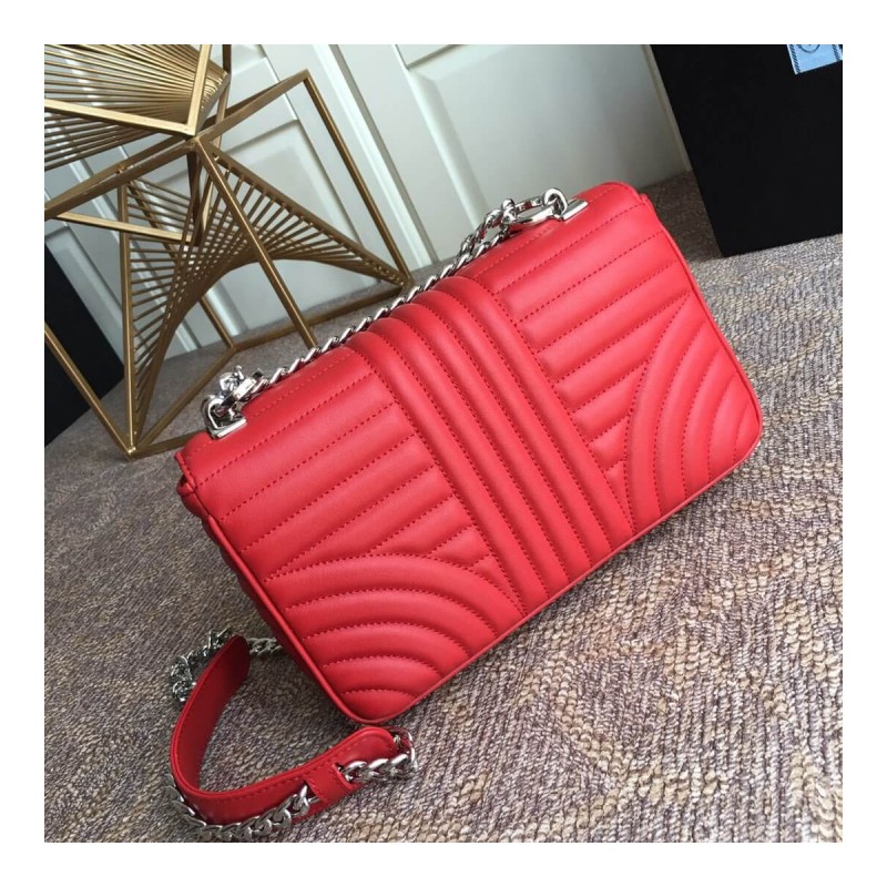 Prada Diagramme Medium Leather Bag 1BD108 Silver Hardware