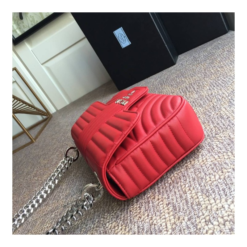 Prada Diagramme Medium Leather Bag 1BD108 Silver Hardware