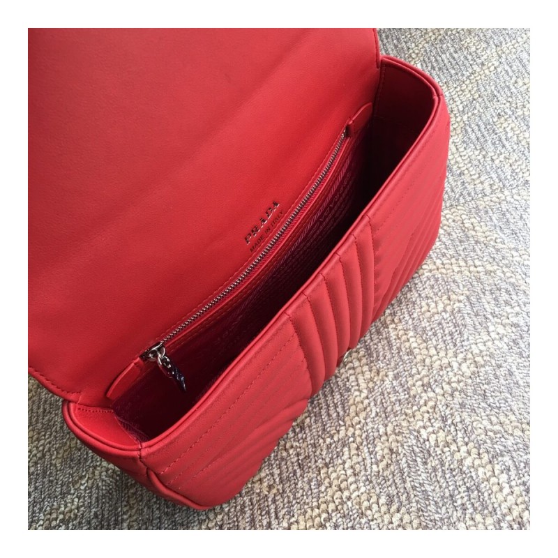 Prada Diagramme Medium Leather Bag 1BD108 Silver Hardware