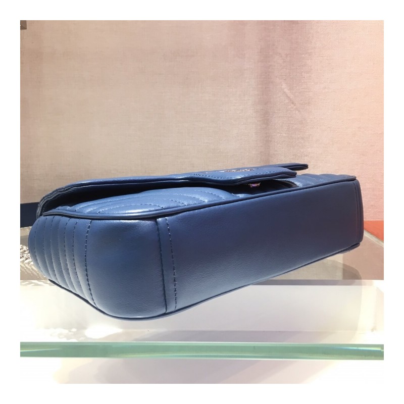 Prada Diagramme Medium Leather Bag 1BD108 Silver Hardware