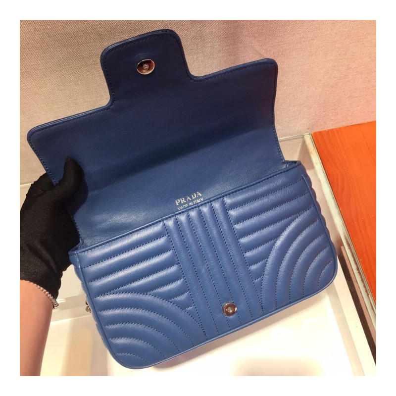 Prada Diagramme Medium Leather Bag 1BD108 Silver Hardware