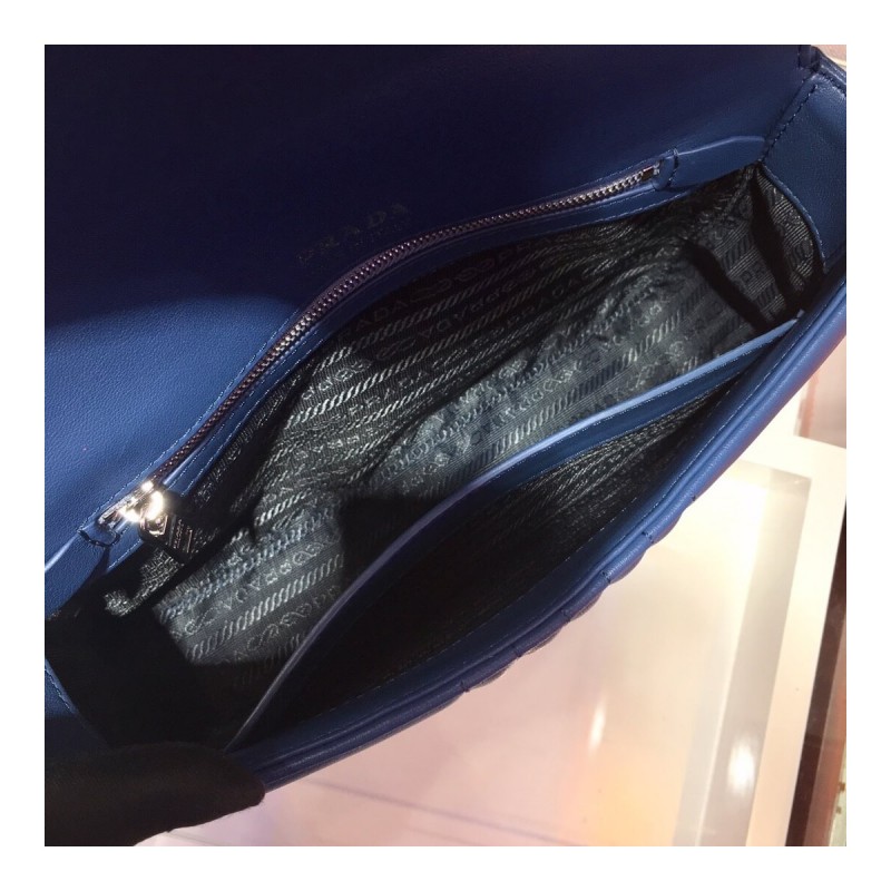 Prada Diagramme Medium Leather Bag 1BD108 Silver Hardware