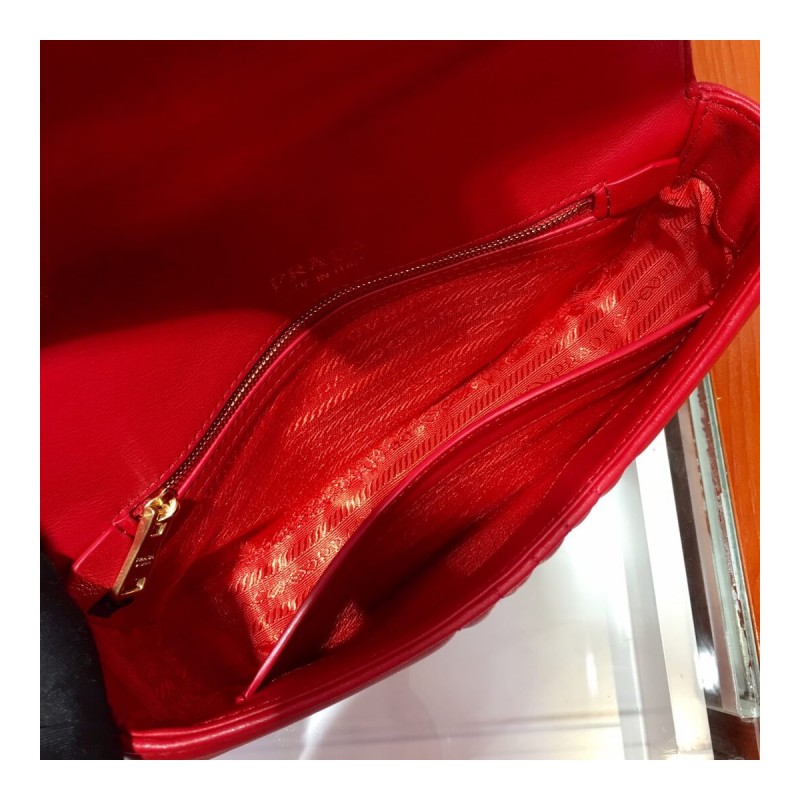 Prada Diagramme Medium Leather Bag 1BD108 Gold Hardware